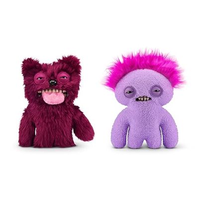Fuggler Hairy Fuggs 22 cm série 1 de ZURU, Peluche Funny Ugly Monster 2PK(Sir Belch - Hairy Tongue - Red and Squidge - Mokhak)
