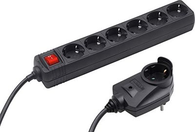 Meister 7430660 - Faixa de potência 6 mais 1, 2 m, preto com interruptor