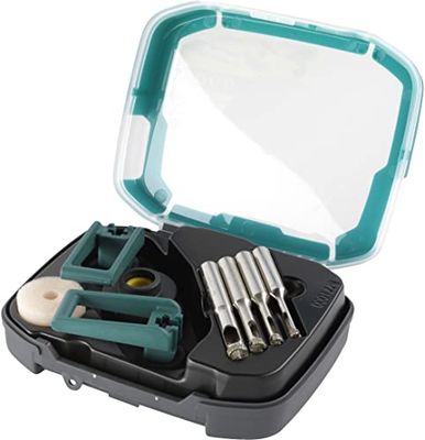 wolfcraft 8771000 1 Coffret de 4 Forets Diamant Ceramic Ø 5, 6, 8, 10 Mm, Queue Ø 10 Mm + Guide avec 2 Ventouses argent