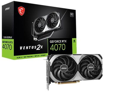 MSI GeForce RTX 4070 VENTUS 2X E 12G OC Scheda Video Gaming, Memoria 12GB GDDR6X (21 Gbps/192-bit), PCI Express® Gen 4, DisplayPort x 3(v1.4a), Boost clock 2505 MHz,TORX Fan 4.0,HDMI 2.1a, Zero Frozr