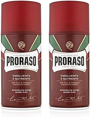 Proraso Espuma De Afeitar De Sándalo Y Manteca De Karité Para Barbas Duras - 300 Ml. 380 g (Paquete de 2)