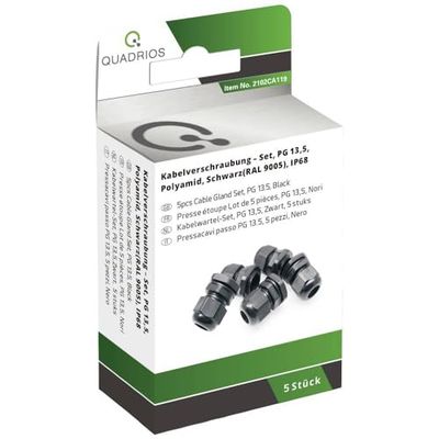 Quadrios 2102CA119 Assortiment de presse-étoupes PG13.5 PA66 Noir