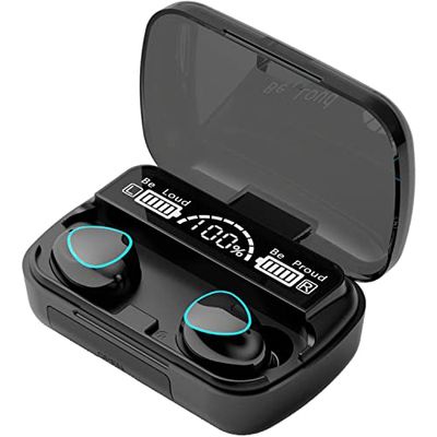 Jmamba Draadloze oordopjes, 30 stuks, draadloze bluetooth-hoofdtelefoon, 140 uur speeltijd, oortelefoon met oplaadkoffer, in-ear headset, IPX7 waterdichte microfoon met ruisonderdrukking, zwart