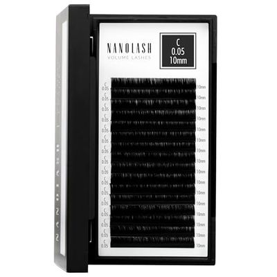 Nanolash Volume Lashes - false lashes for professional eyelash extensions, volume eyelash extensions (0.05 C, 10mm)