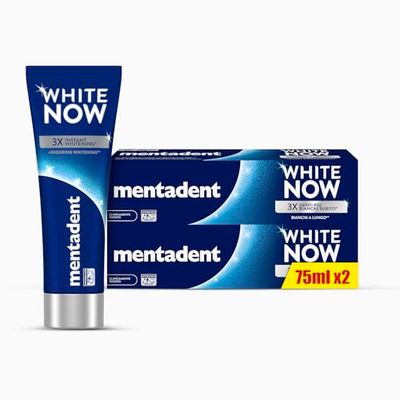 Mentadent Dentifricio White Now Original, Dentifricio Sbiancante con White-Correct e White-Infinity Technology, 2x75 ml