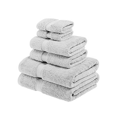 Superior Egyptische katoenen stapel 6-delige handdoekenset, inclusief 2 badkamers, 2 handdoeken, 2 gezichtshanddoeken/washandjes, ultrazachte luxe handdoeken, dikke pluche benodigdheden, gastenbad,