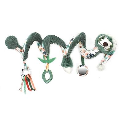 LES DÉGLINGOS - Spirale d’activités Chillos Le Paresseux- Jouet d’éveil pour bébé avec activités sonores et tactiles - 1 pièce - Vert - 40cm déployé