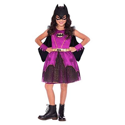 Amscan - Kinderkostuum paars Batgirl, jurk met tutu-onderrok, cape, armwarmers, masker, Super Heroes, themafeest, carnaval