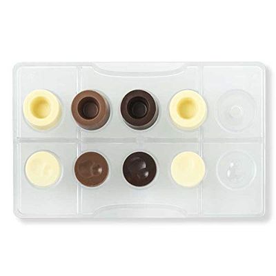 Decora 0050125 Stampo Professionale Cioccolatino Tondo Componibile, 10 cavità, ø 30 x h 5-15 Mm, In Policarbonato, Ideale per Realizzare Cioccolatini Lucidi e Croccanti, Design Professionale, Made in Italy