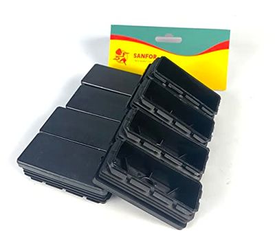 Sanfor Rechthoekige eindkap, 60 x 40 mm, bescherming voor poten en buizen, steunstokken, antislip, hechtend, zwart, 8 stuks