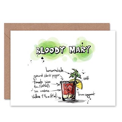 Wee Blue Coo BLOODY MARY COCKTAIL DRINK BLANK GREETINGS BIRTHDAY CARD ART