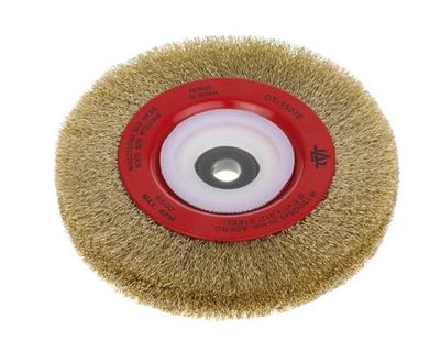 Cepillo circular alambre ondulado, diam. 150, 7 hileras, multieje, acero inoxidable 0,3mm