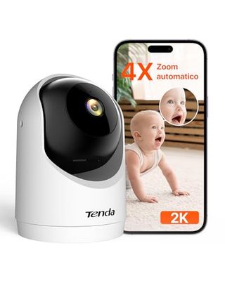 Tenda Telecamera Wi-Fi Interno 2K, Sorveglianza 360°, Rilevamento di Persone, Movimento e Notifiche, Webcam di Sicurezza per Bambini, Anziani, Visione Notturna, 2.4 ghz, Wi-Fi 6, CP3 3.0