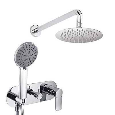 Oxen 423351 Rubinetto monocomando ad incasso SAR Uscita parete Comprende: Spruzzatore extrapiatto, Staffa, Manerale e Braccio Doccia Incasso con Finitura rotonda in Cromo Lucido