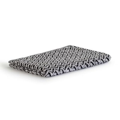 Möve Brooklyn visgraat gastendoekje 50 x 30 cm van 85% katoen / 10% viscose / 5% linnen, Nature/Black
