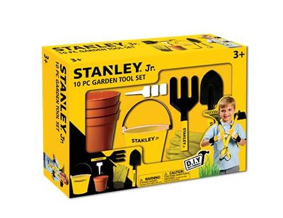 10-delig tuingereedschap bevat: G007-SY handboel, G009-SY handvork, G011-SY emmer, T032-SY handschoenen, 3xG017-SY tuinplantenlabel, 3xG018-SY tuinplatiktpot