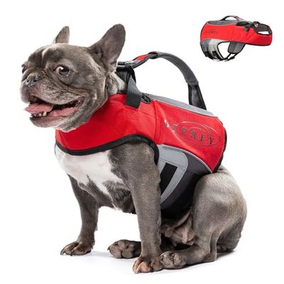 Osprey Chaleco salvavidas para perros, ayuda a la flotabilidad ajustable con asa, tiras reflectantes, se adapta a perros pequeños, medianos y grandes, chaleco de seguridad de natación para actividades