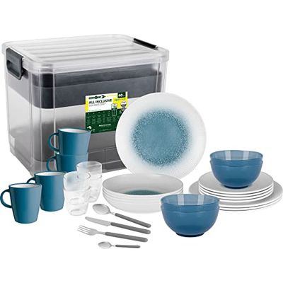 BRUNNER 0830150N.C1X Set Piatti, Bicchieri, Scodelle, Tazze Infrangibili in Melamina Stonetouch 40 Pz, all Inclusive VIP Meteore