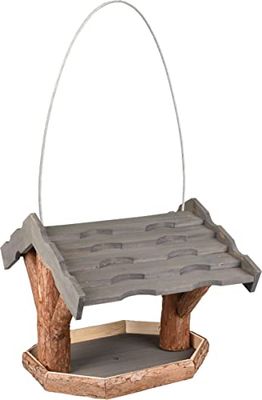 MANGEOIRE pour Oiseaux Bora Bois Brun/Gris 31,5x40x29CM