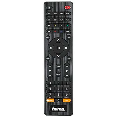 HAMA | Mando a Distancia Universal 4 en 1, (Control Remoto Universal, para Controlar hasta 4 Dispositivos, Compatible con Múltiples Modelos) Color Negro