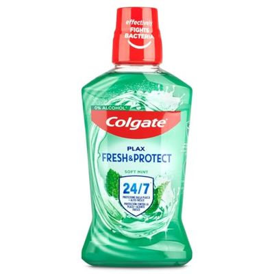 Colgate Plax Soft Mint, Enjuague Bucal Antibacteriano, Protección 24H, 500ml