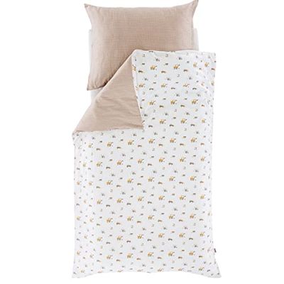 Sängkläder liten gård, storlek: 135 x 200 cm + 80 x 80 cm – sängkläder av finaste mjuk bomull – i praktisk gymväska förpackning