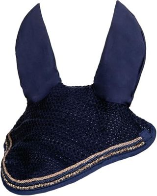 HKM Rosegold Glamour Style Bonnet anti mouches Bleu Foncé/Or Rose Cheval