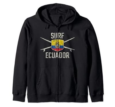 Ecuador Surfing | Viaggio Vintage Surf Bandiera Ecuadoriana Felpa con Cappuccio