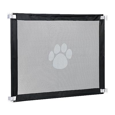 Relaxdays Pets Protection Stairs, HxW 80x99 cm, Dog Gate, Animal Door, for Gluing or Drilling, Black, Nylon, 80 x 99 x 2 cm