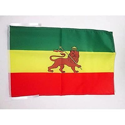 BANDIERA ETIOPIA CON LEONE 45x30cm - BANDIERINA ETIOPE 30 x 45 cm cordicelle - AZ FLAG