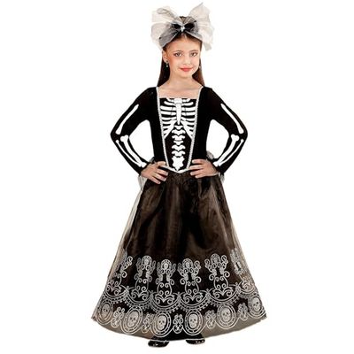 W WIDMANN MILANO Party Fashion - Kostium dziecięcy Szkieletria, sukienka i opaska do włosów, szkielet, kostium na Halloween