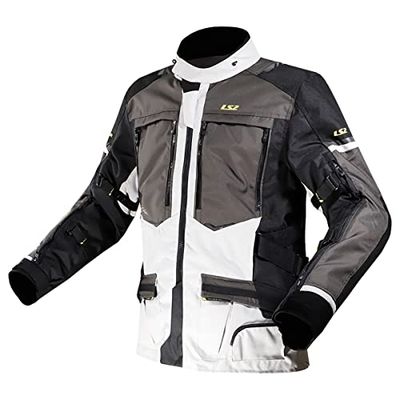 LS2, Veste Moto Homme Imperméable Norway Black/Grey/Yellow, XXL