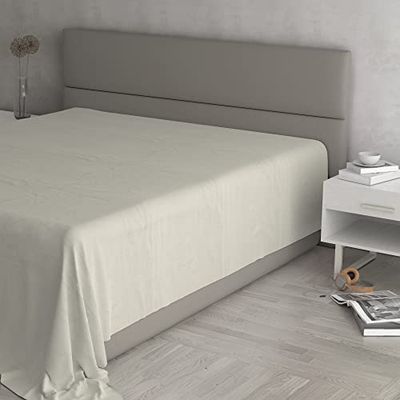 Max Color Drap Housse 100% Coton, Couleur Unie, crème, lit Double Maxi 270 x 300 cm