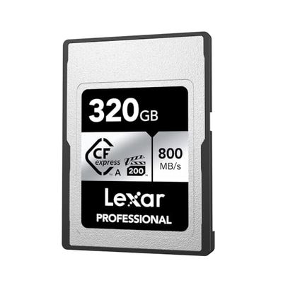 Lexar Professional Serie SILVER Scheda CFexpress tipo A 320 GB, Scheda CFe Lettura fino a 800 MB/s, VPG200, Scheda CF di memoria Compatibile con fotocamere Sony Alpha e Sony FX (LCAEXSL320G-RNENG)