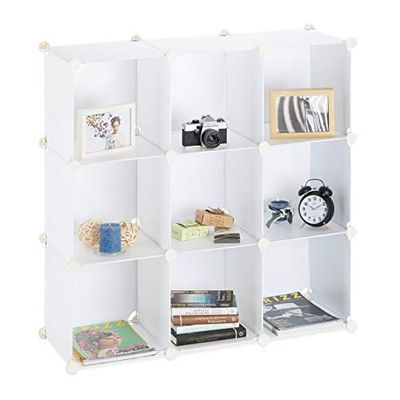 Relaxdays Prateleira modular com 9 compartimentos, branco, 32 x 95,5 x 95,5 cm