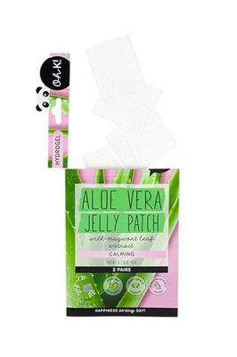 Oh K! Calming Aloe Vera Jelly Face and Body Patches, Multi-Use, with Mugwort Leaf Extract, K Beauty, Biodegradable, Vegan and Cruelty Free, 2 Pairs, 16g
