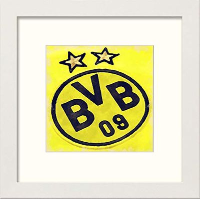 L Lumartos Dortmund Badge Contemporary Home Decor Wall Art Watercolour Print, White, 12 x 12 Inches