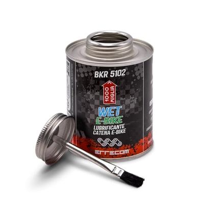 1000 Miglia BKR 5102 E-BIKE WET Lube Bike Chain for Electric Bikes - 400 ml, Wet and Muddy Weather Conditions, fluorescent and scented formula, All-In-One Can, Brush included