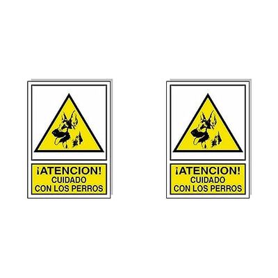 Cartel Cuidado Con Los Perros 30x21 cm. (Paquete de 2)