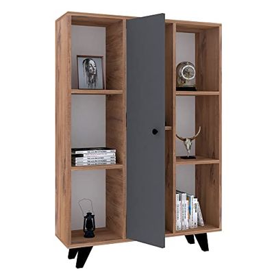Boekenkast, 100% melamine gecoate spaanplaat, kleur Atlantic grenen antraciet