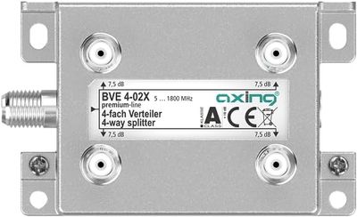 Axing BVE 4-02X 4-voudige verdeler 7,5 dB 5-1800 MHz TV Data Internet Kabeltelevisie