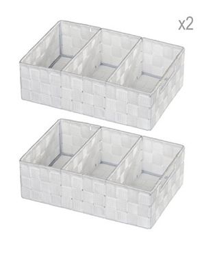 WENKO Adria - Juego de 2 organizadores de baño con asa, color blanco, 32 x 10 x 21 cm