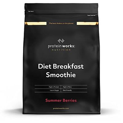 THE PROTEIN WORKS - Diet Breakfast Smoothie | Petit-déjeuner sur le pouce | Hyperprotéiné et peu sucré | 36 Portions | Fruits des Bois | 2kg