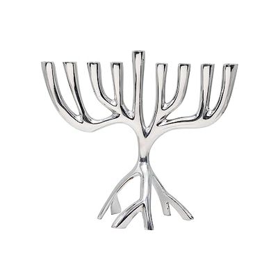 Yair Emanuel Modern Tree of Life Hanukkah Menorah - Contemporary Aluminum Design - Three Fits Standard Hanukkah Candles (7 Inch)