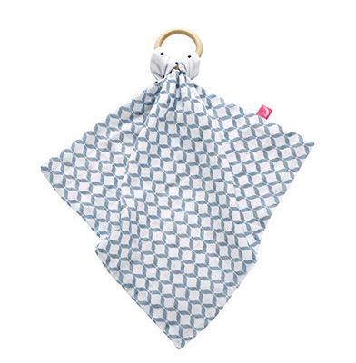 Knuffeldoek 2-laags van katoen (Öko-Tex Standard 100) met bijtring van hout, natuurlijk theehout - blauw klassiekers