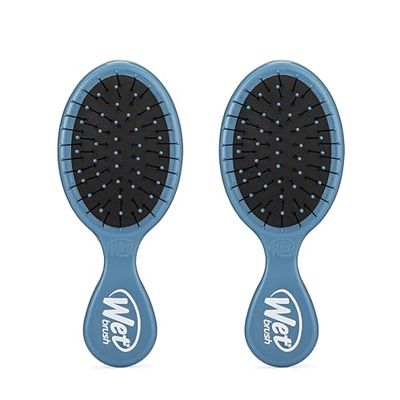 Wet Brush Mini Detangler Hair Brush, Elemental Blue - Detangling Travel Hair Brush - Ultra-Soft IntelliFlex Bristles Glide Through Tangles with Ease - Pain Free - All Hair Types (Set of 2)