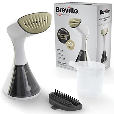 Breville EliteTEMP Handheld Garment Steamer | Horizontal & Vertical Clothes Steamer for Home & Travel | 1500W | Fast Heat Up | White & Gold