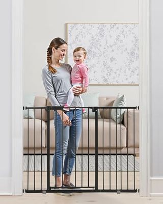 VEVOR Baby Gate, 26-48 Inches Adjustable Width, 36 Inches High Dog Gate, Easy Step Walk Thru, for Child Pet Security, Pressure Mount Kit, Wall Cups, One-Hand Open, for Stairs and Doorways, Black