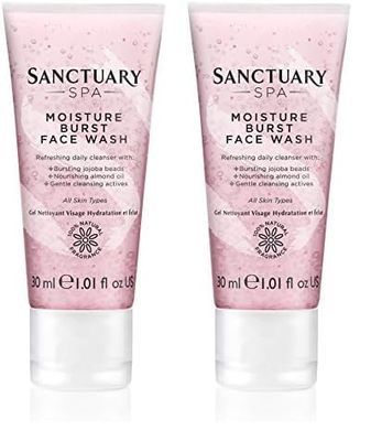 Sanctuary Spa Face Wash, Moisture Burst Gel Facial Wash, Travel Size, 30 ml (Pack of 2)
