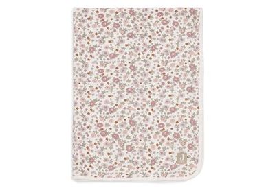 Jollein Couverture pour bébé - Motif Fleurs rétro - 75 x 100 cm - 100% Coton - pour Berceau de bébé - Couverture en Mousseline - 0,5 tog - Certifié Oeko-Tex